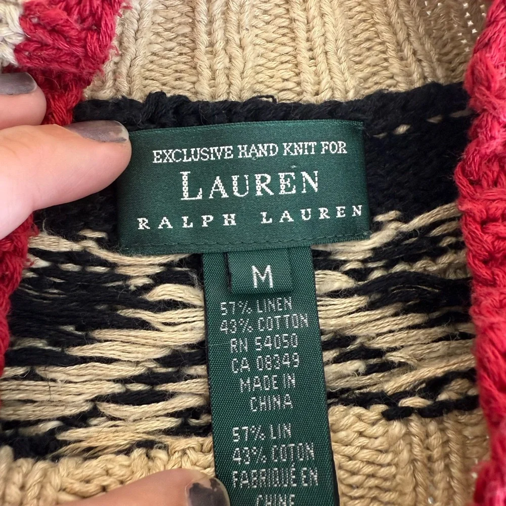 Polo Ralph Lauren vintage canoe row boat geometric graphic sweater size Medium - Picture 7 of 10